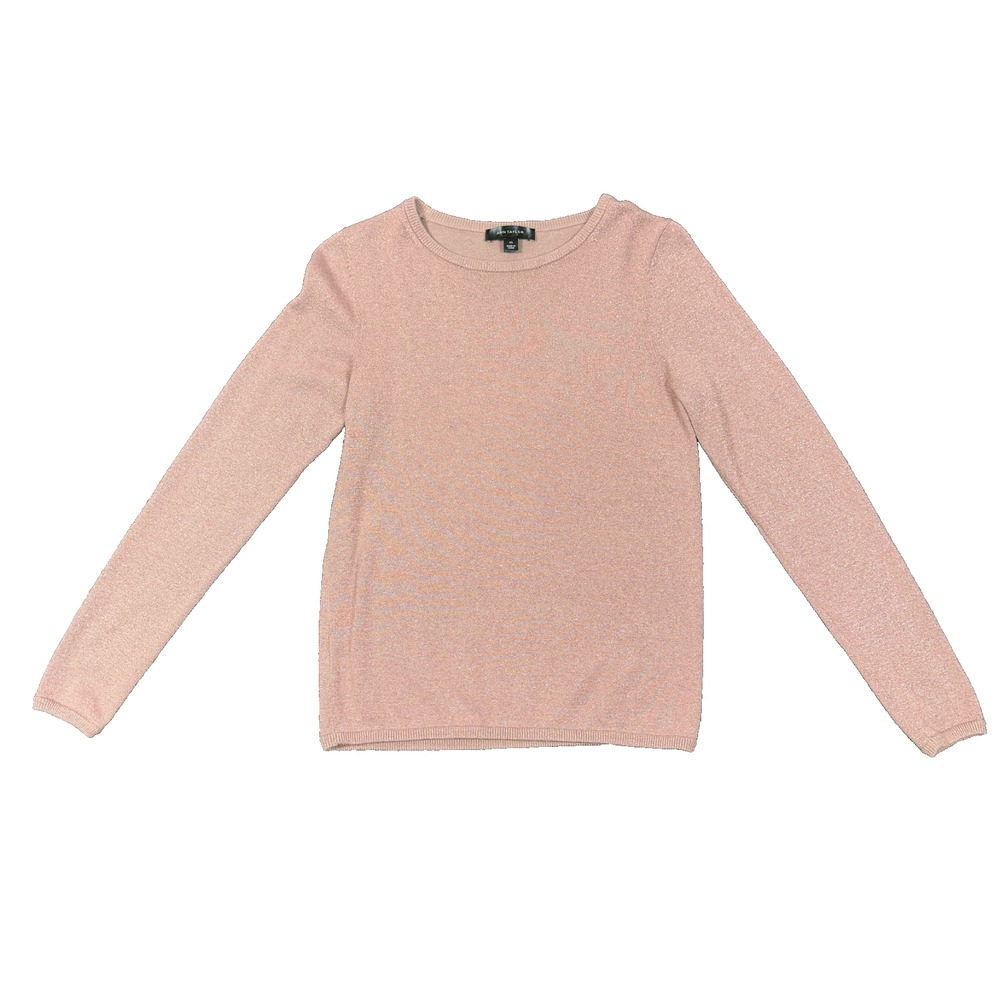 Ann Taylor Women's Size XS Pink Glitter Long Sleeve Sweater Viscose Nylon Blend